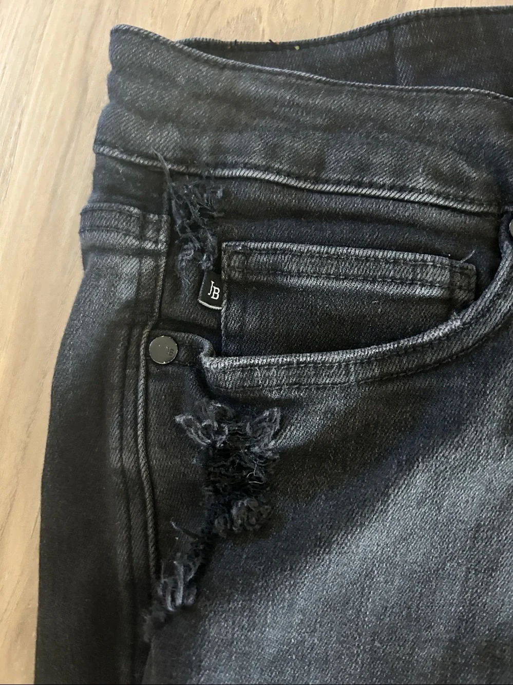 Judy Blue Distressed Flare Jeans 14W Black Stretch Denim Classic Casual